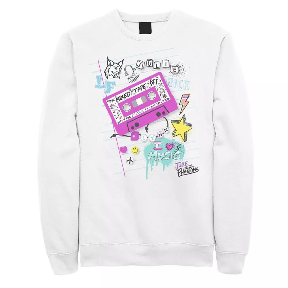 Men's Julie And The Phantoms Tape Deck Mashup Sweatshirt, Size: XXL, White Product Image