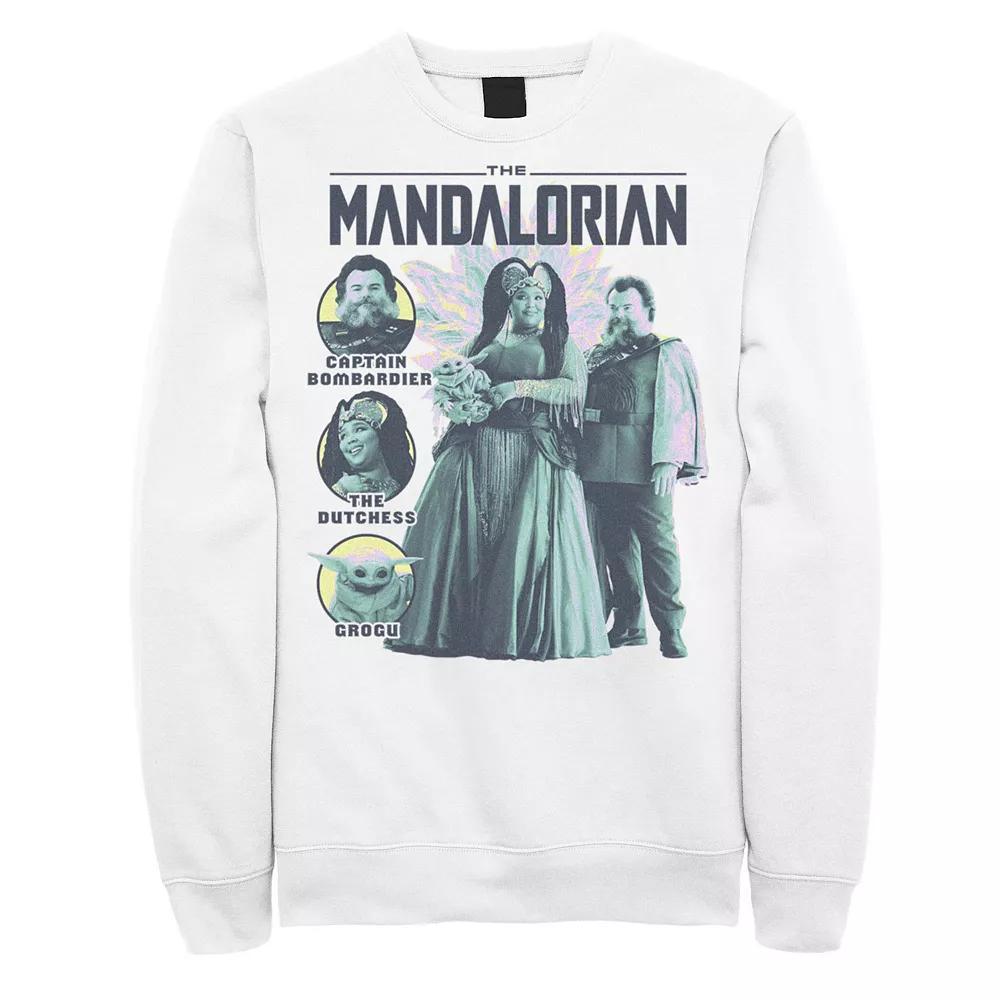 Men's Star Wars The Mandalorian Captain Bombardier Dutchess Grogu Fleece Sweatshirt, Size: XXL, White Product Image