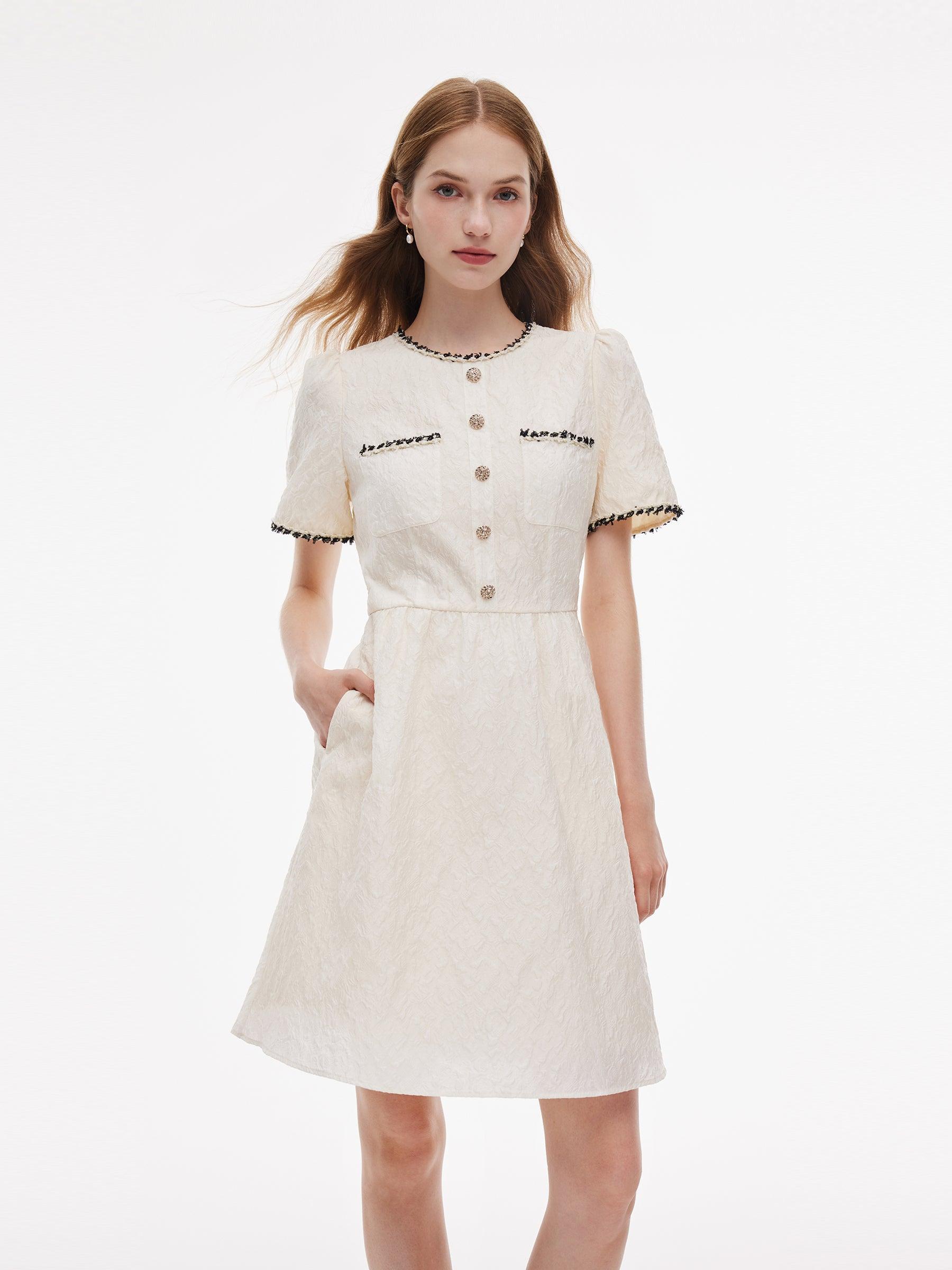 Jacquard Round Neck Women Mini Dress Product Image