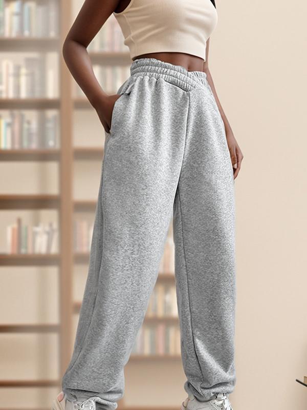 Solid Crossover Waist Bound Feet Sweatpants Product Image
