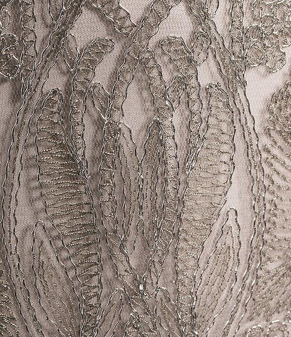 Tadashi Shoji Sheer Puffed Short Sleeve Lace Gown Product Image
