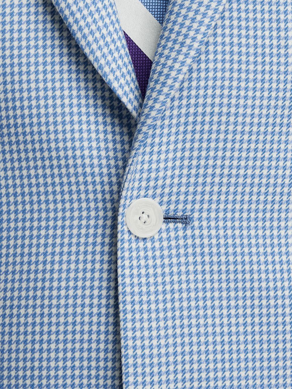 Wool Houndstooth Single Breasted Peak Lapel Sport Coat - Ocean Blue Product Image