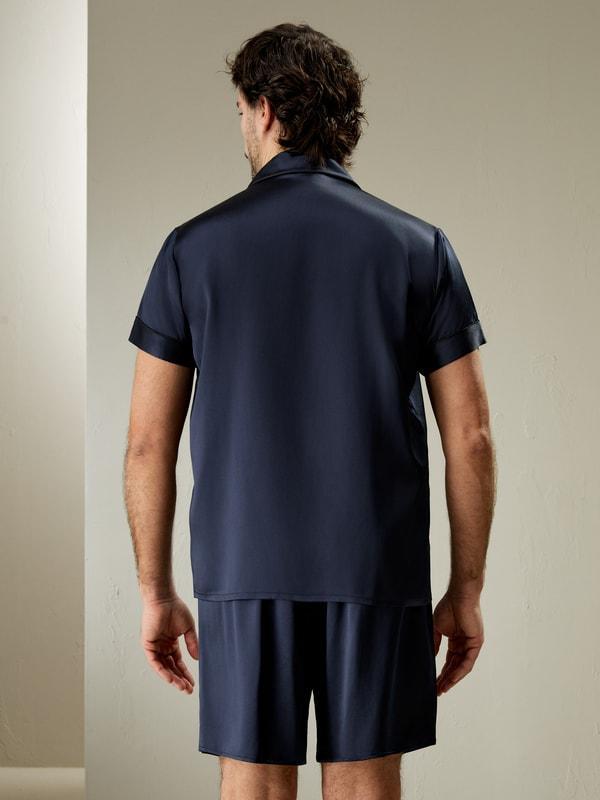 Contrast Trim Short Silk Pajama Set Product Image