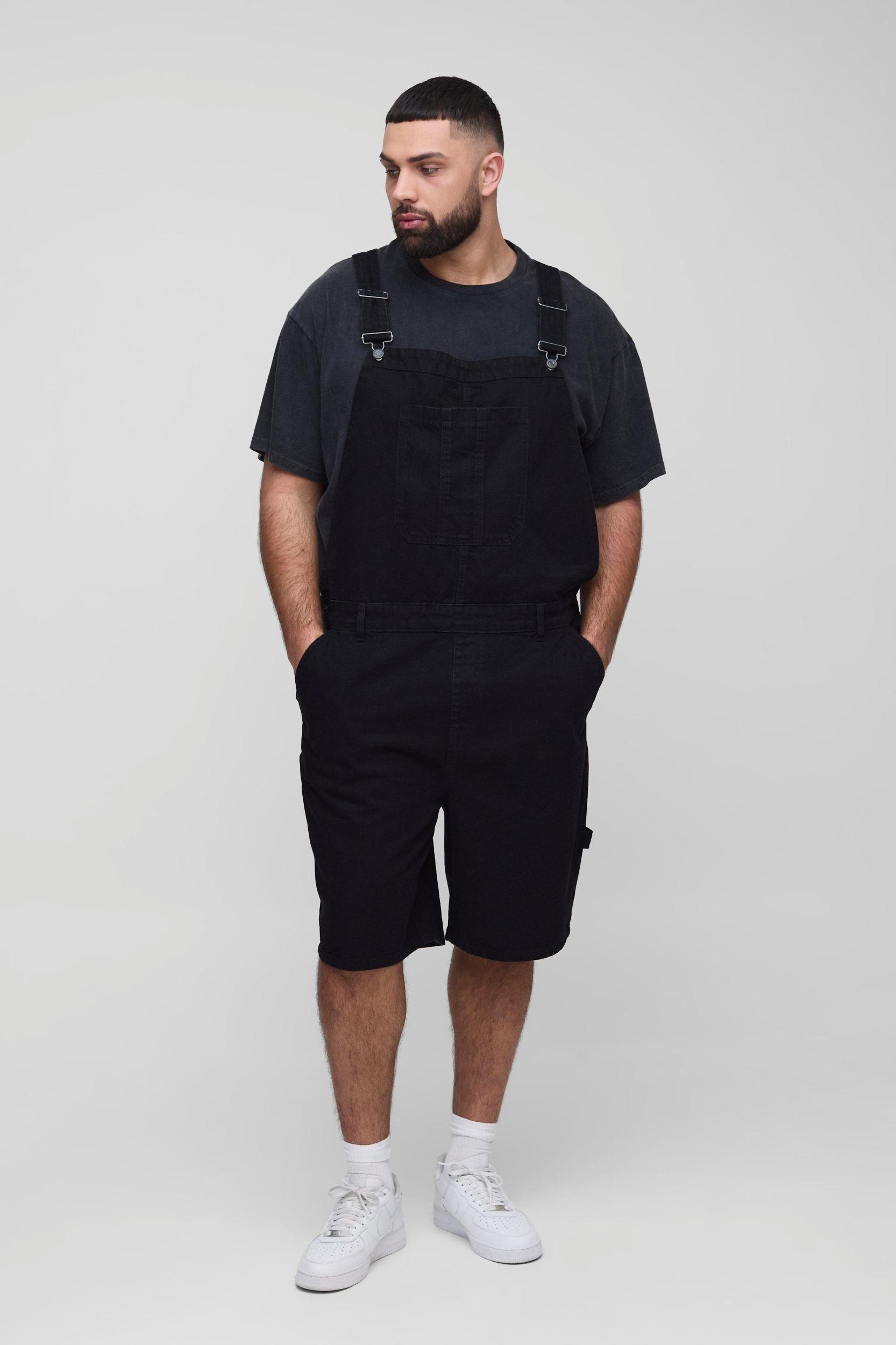 Plus Relaxed Fit Carpenter Short Dungaree | boohooMAN USA Product Image