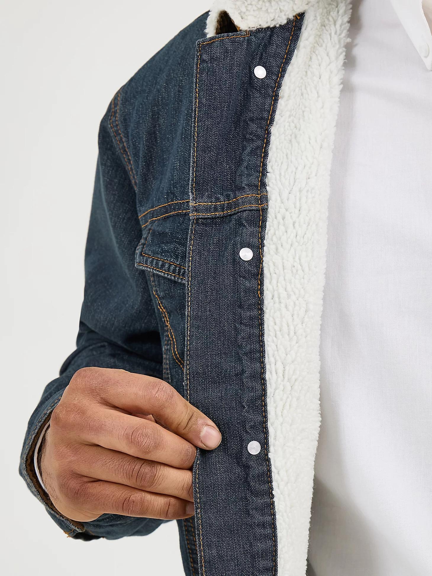 Wrangler® Western Sherpa Lined Denim Trucker Jacket | Men's JACKETS & OUTERWEAR | Wrangler® Product Image