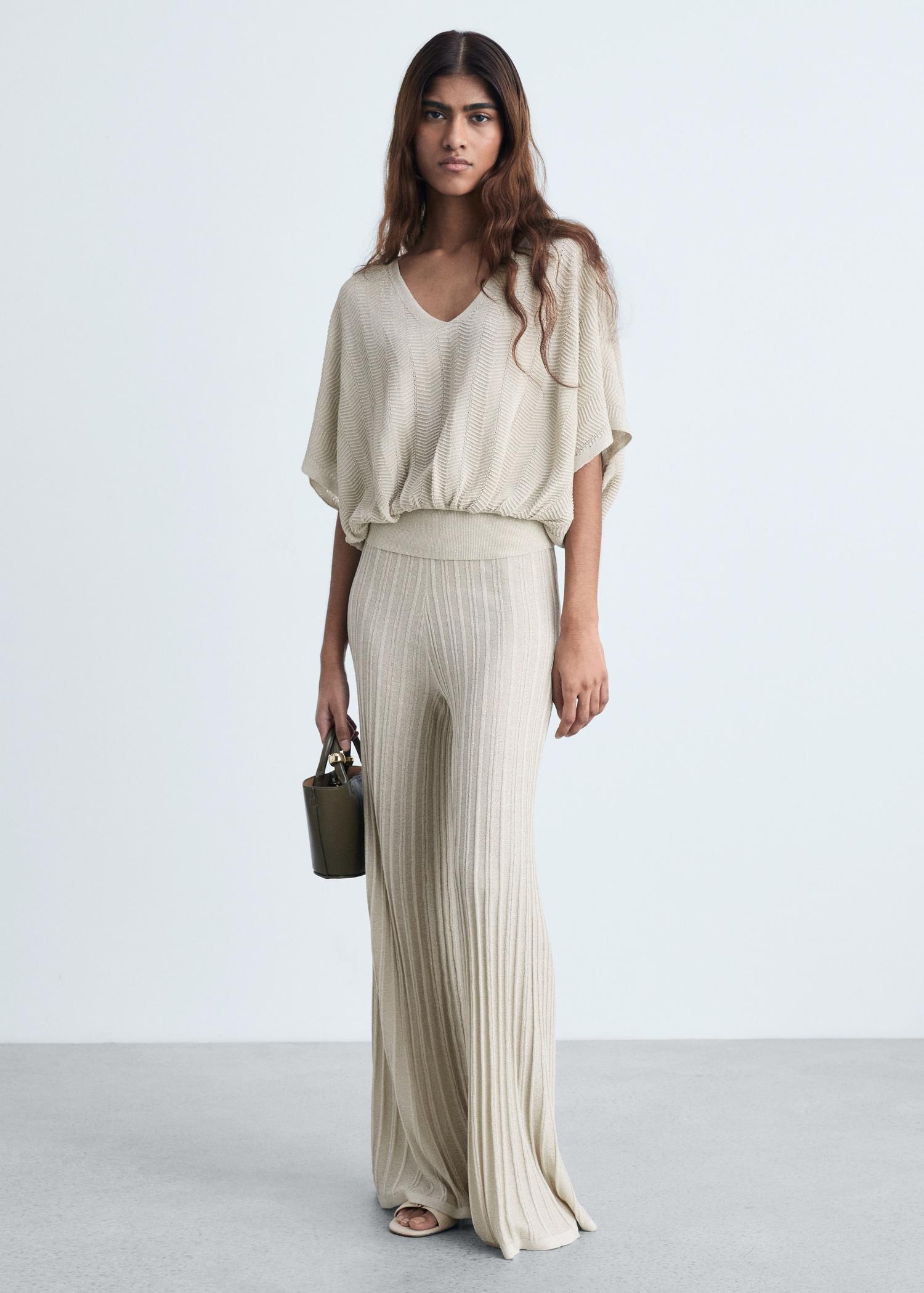 Flared knitted pants - Women | MANGO USA Product Image