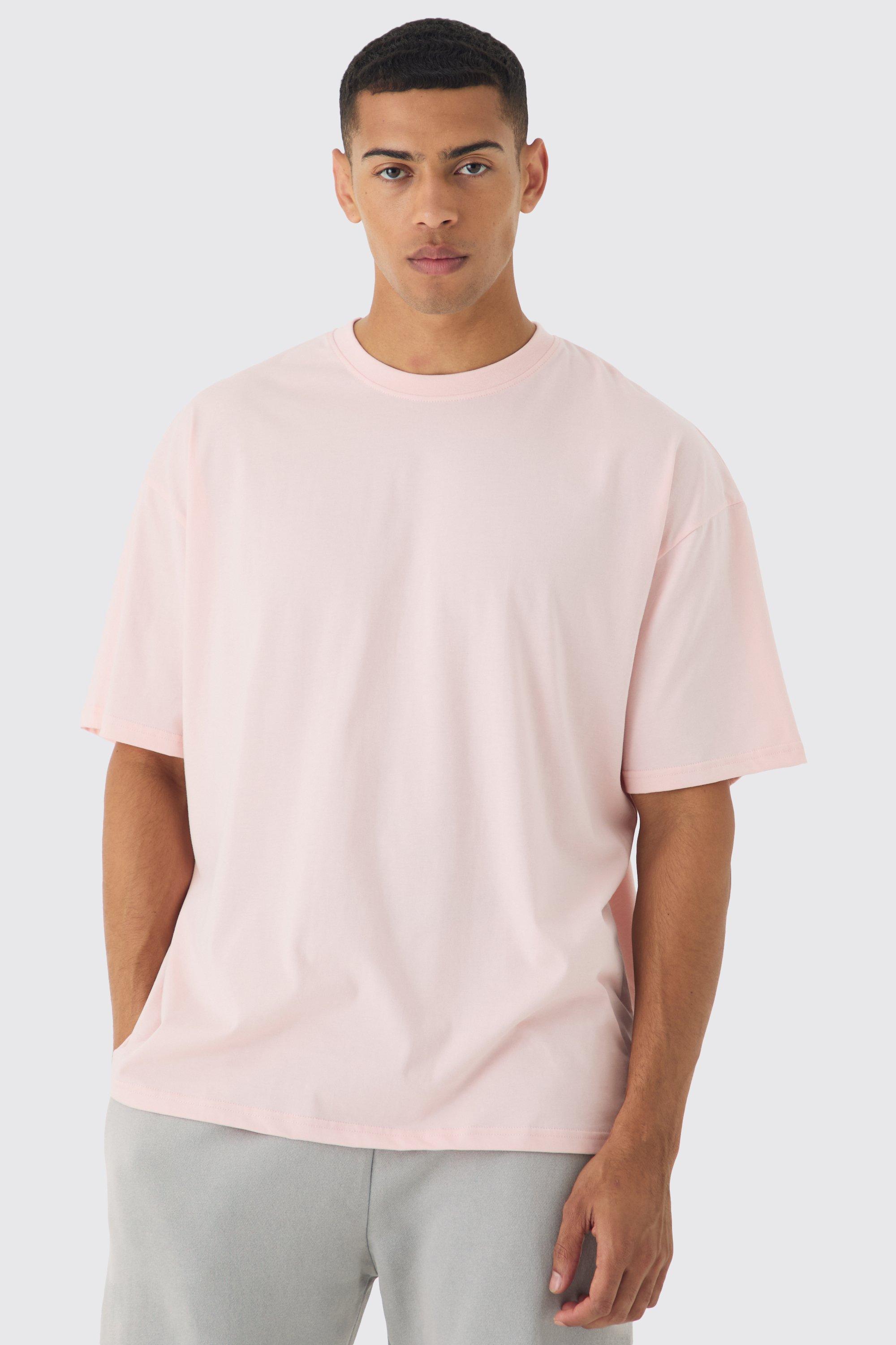 Mens Blue Oversized Basic Crew Neck T-shirt, Blue Product Image
