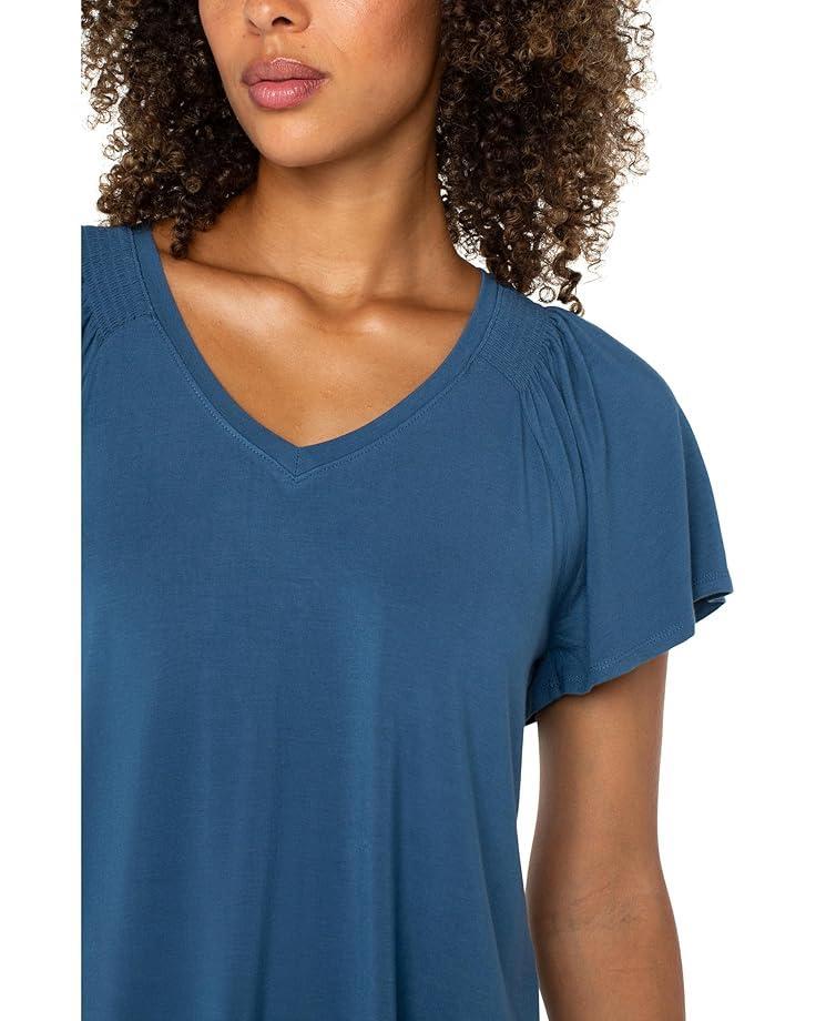 Short Sleeve Square Neck Woven Blouse Product Image