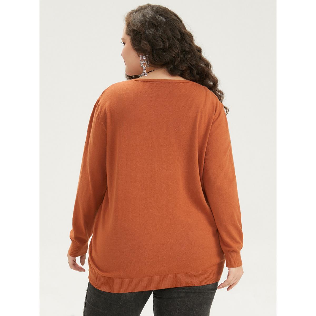 Plus Size Supersoft Essentials Halloween Spider Web Button Through Cardigan Rust Women Casual Loose Long Sleeve Dailywear Cardigans BloomChic 12/L Product Image