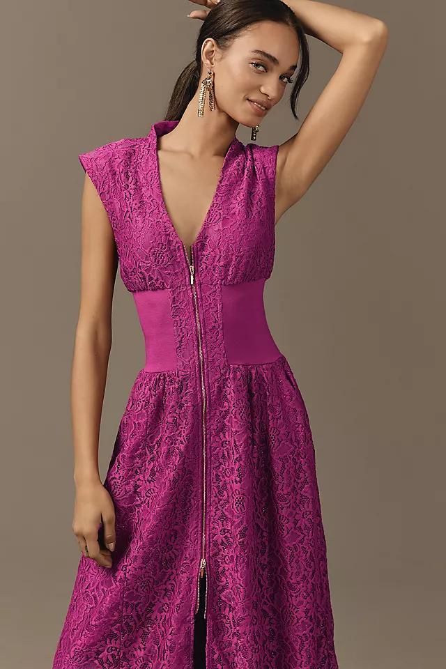 The Tommie Cap-Sleeve Front-Zip Shirt Dress: Lace Edition Product Image