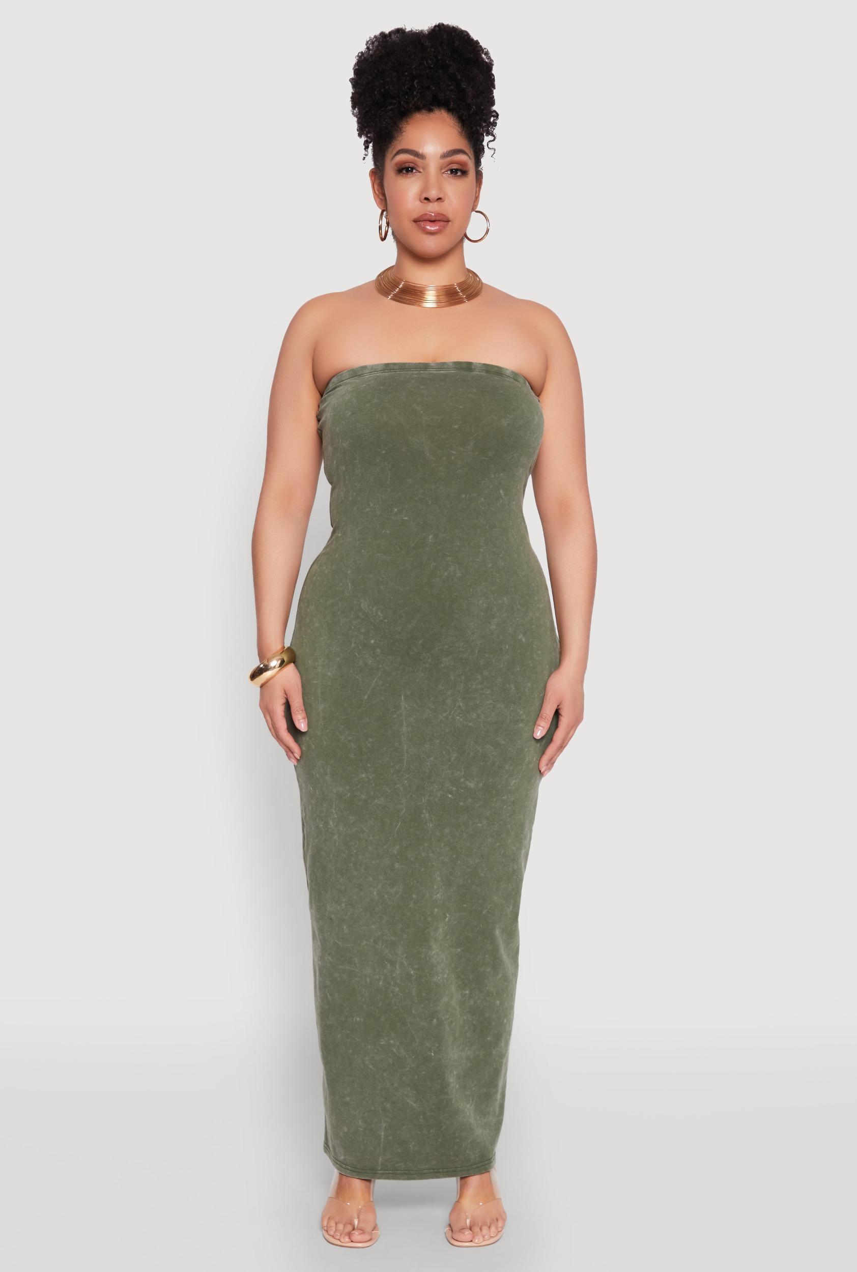 Womens Plus Size Daisy Mineral Wash Maxi Tube Dress Product Image