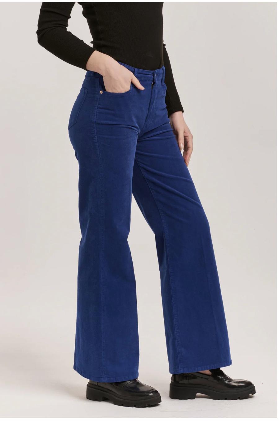 Fiona Royal Blue Wide Leg Corduroy Pants Product Image