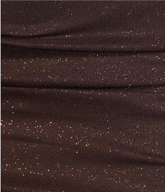 Jump Glitter Square Neck Ruched Long Sleeves With Ties At Hemline Dress Product Image
