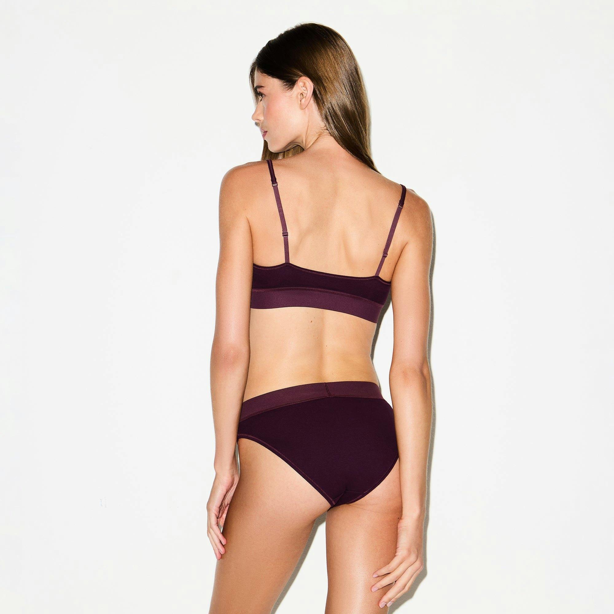 COTTON RIB SCOOP BRALETTE | CURRANT Product Image
