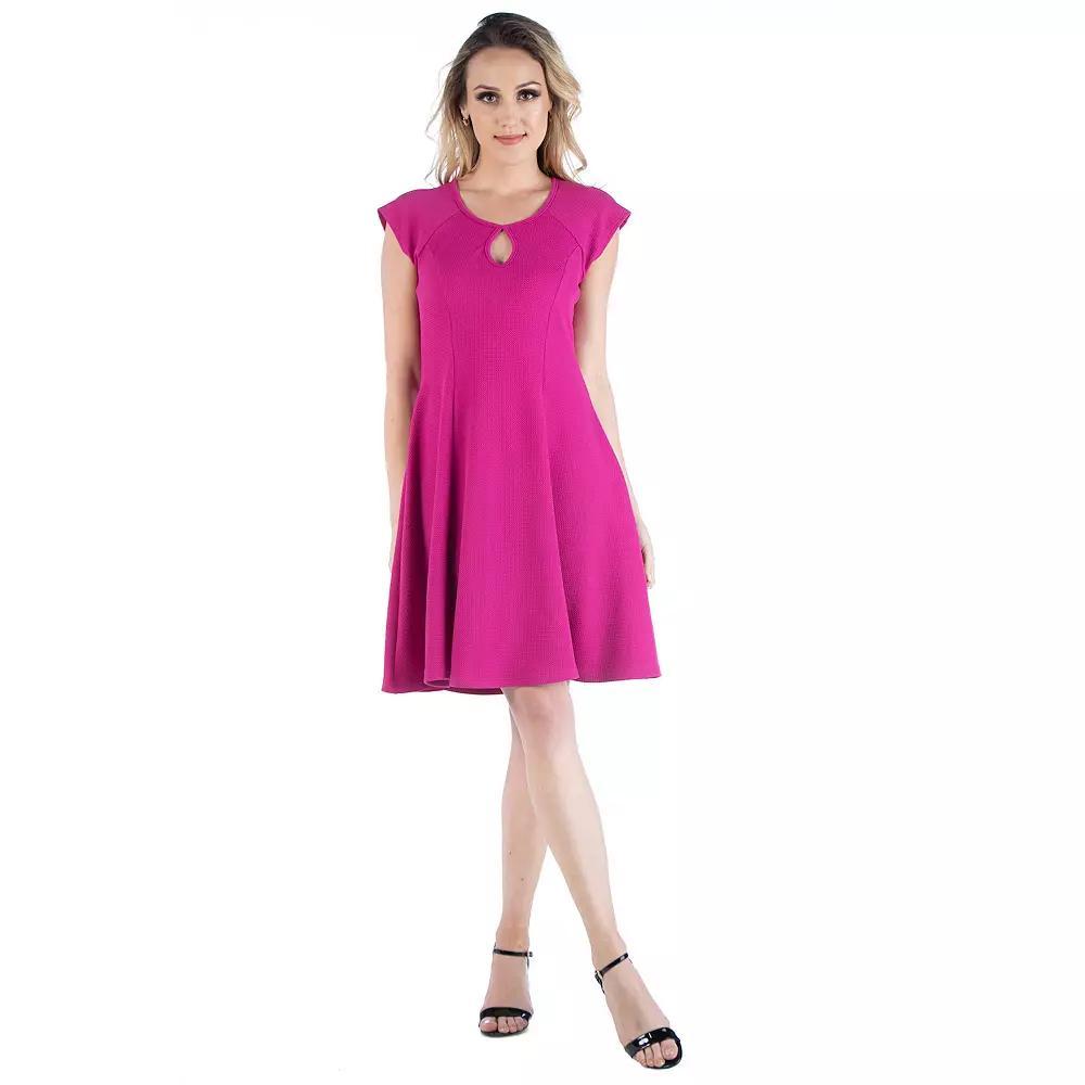 Women's 24seven Comfort Apparel Scoopneck Keyhole A-Line Dress, Size: Small, Pink Product Image