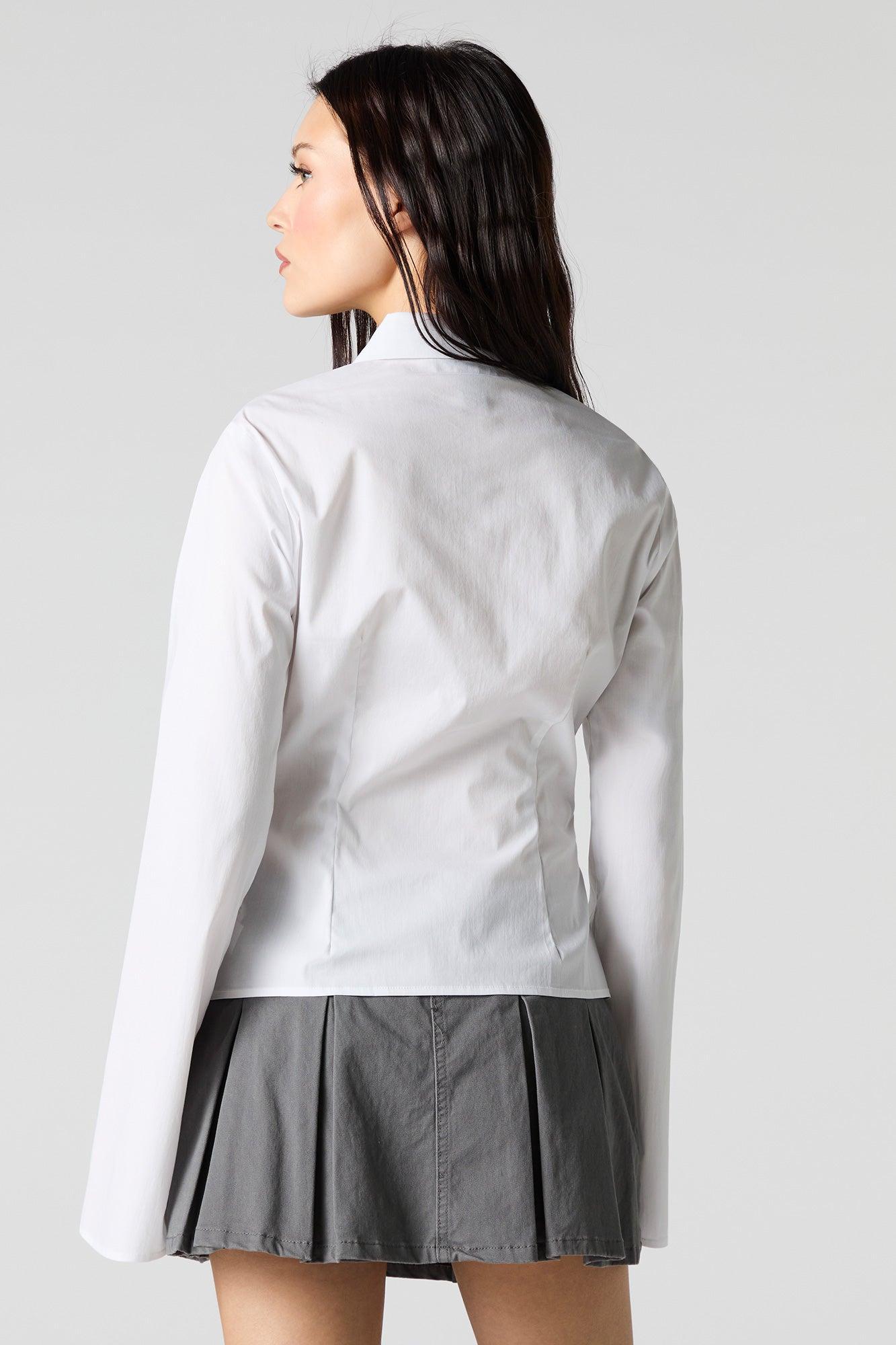 Button-Up Fitted Bell Sleeve Top Female Product Image