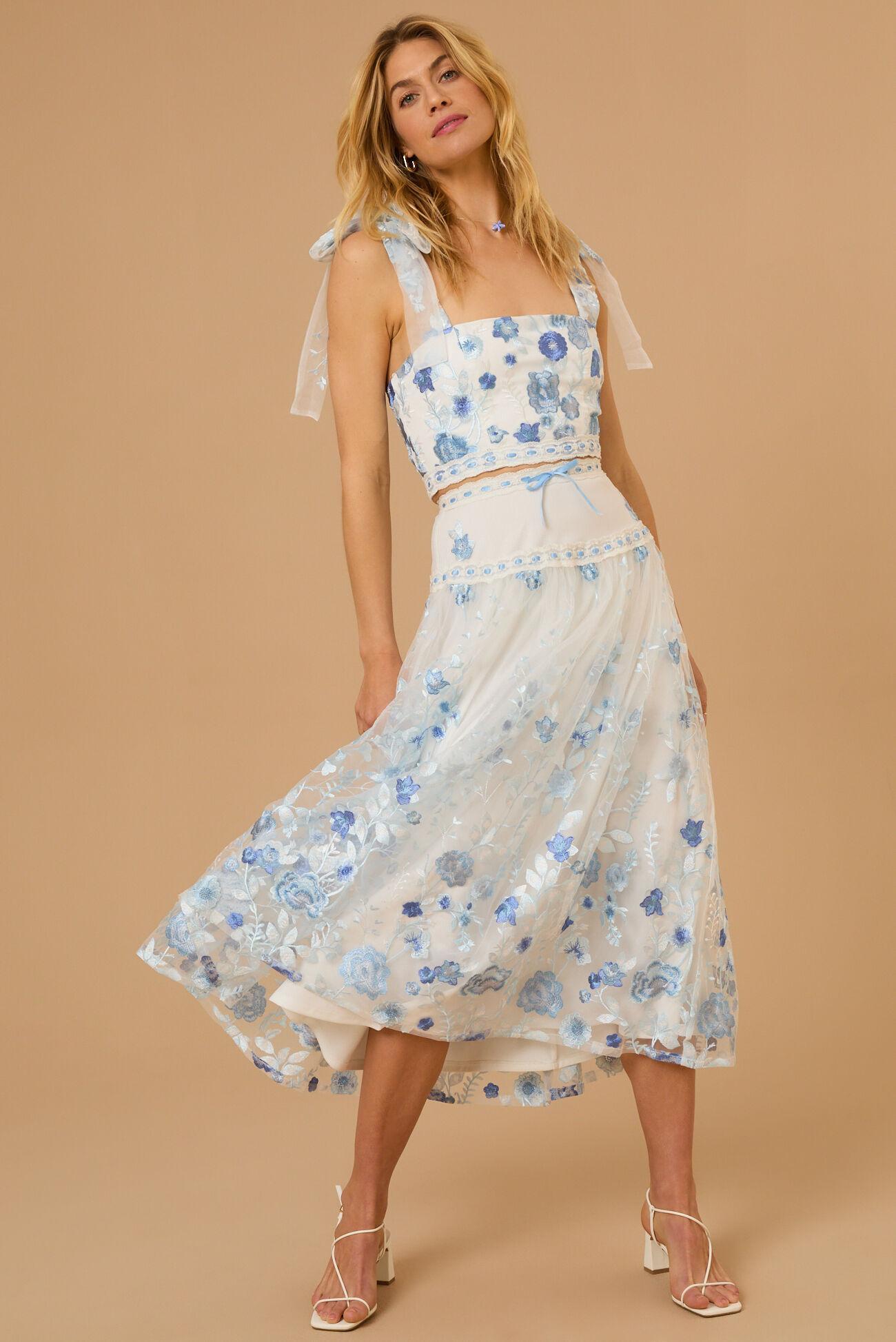 Braxlin Embroidered Midi Skirt Product Image