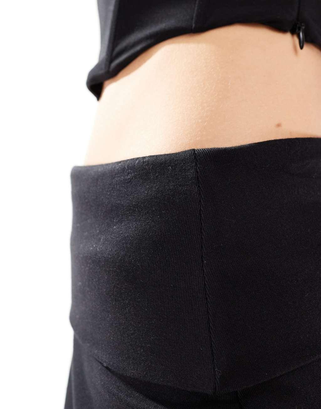 Bershka fold over waistband mini skirt in black Product Image