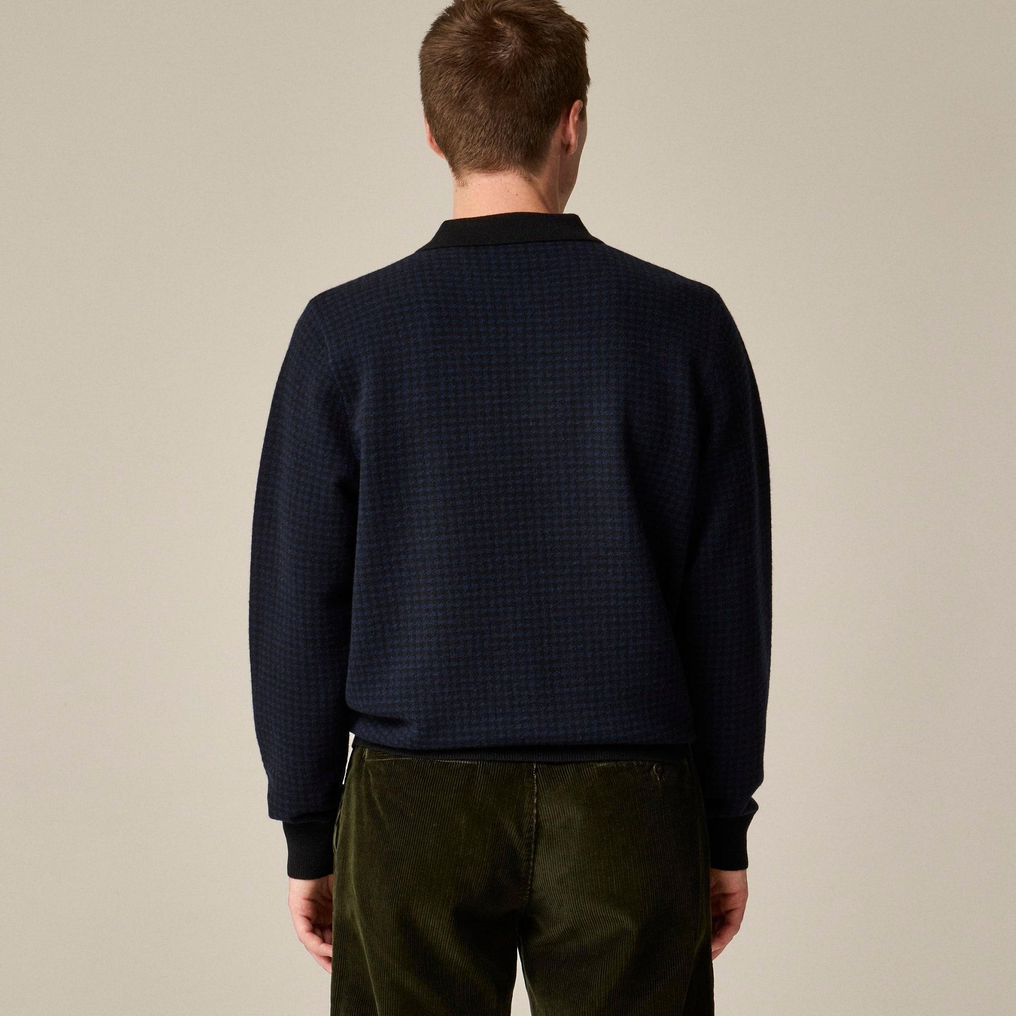Cashmere collared sweater in houndstooth jacquard Product Image