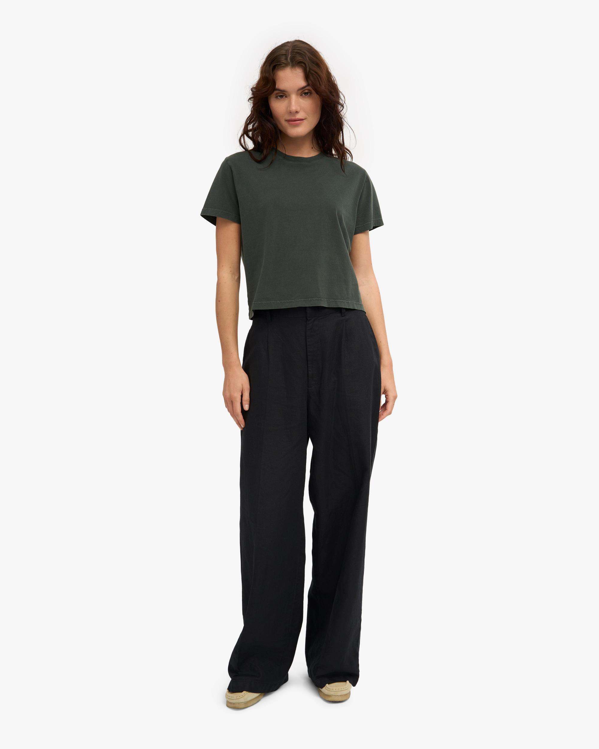 Organic Boxy Crop Tee - Petrol Blue Product Image