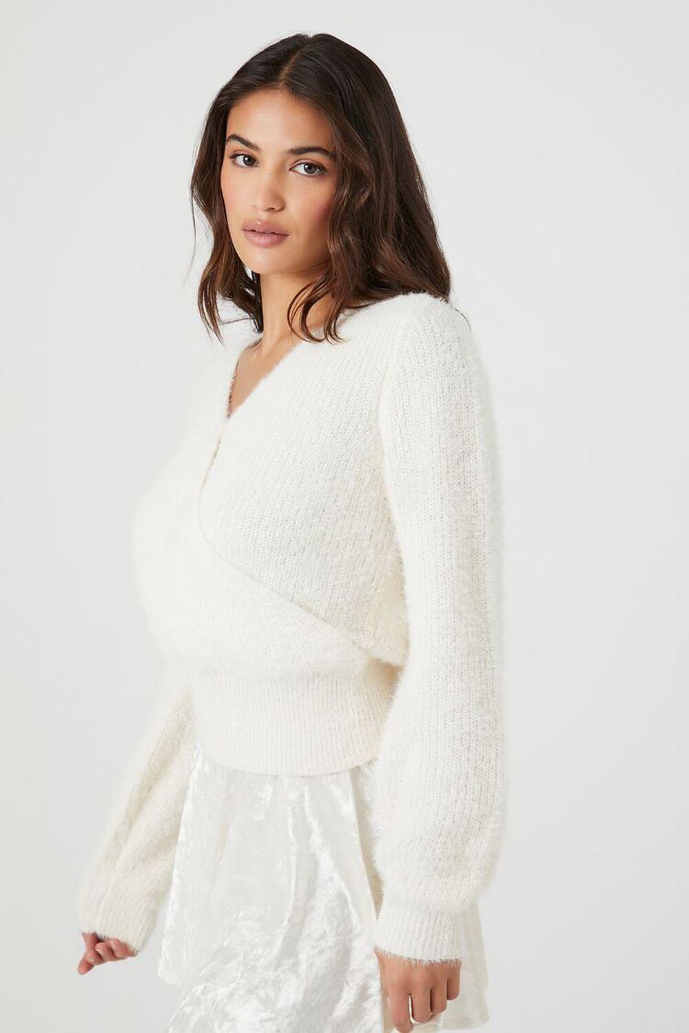 Fuzzy Knit Surplice Sweater | Forever 21 Product Image