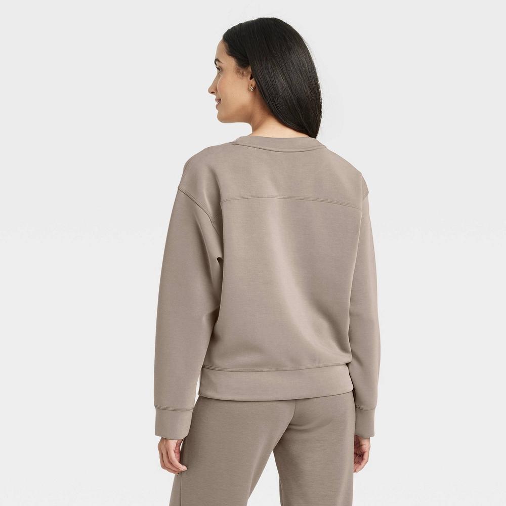 Women's Sandwash Pullover Sweatshirt - A New Day™ Light Gray XS Product Image