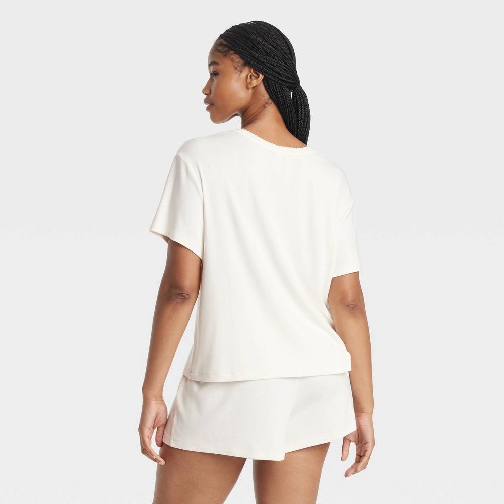 Women's Pointelle Short Sleeve Top and Shorts Pajama Set - Auden™ Product Image
