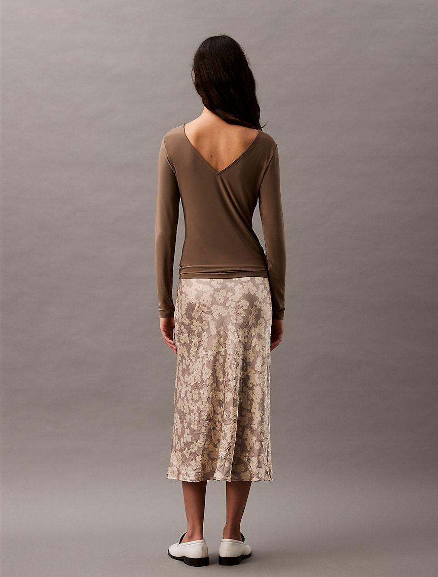 Crushed Satin Print Midi Skirt Product Image