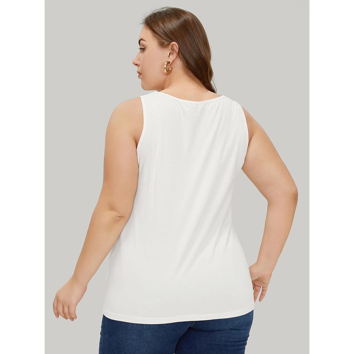 Plus Size Figure Print Sleeveless Tank Top Women White Casual Dailywear Tank Tops Camis BloomChic 12/L Product Image