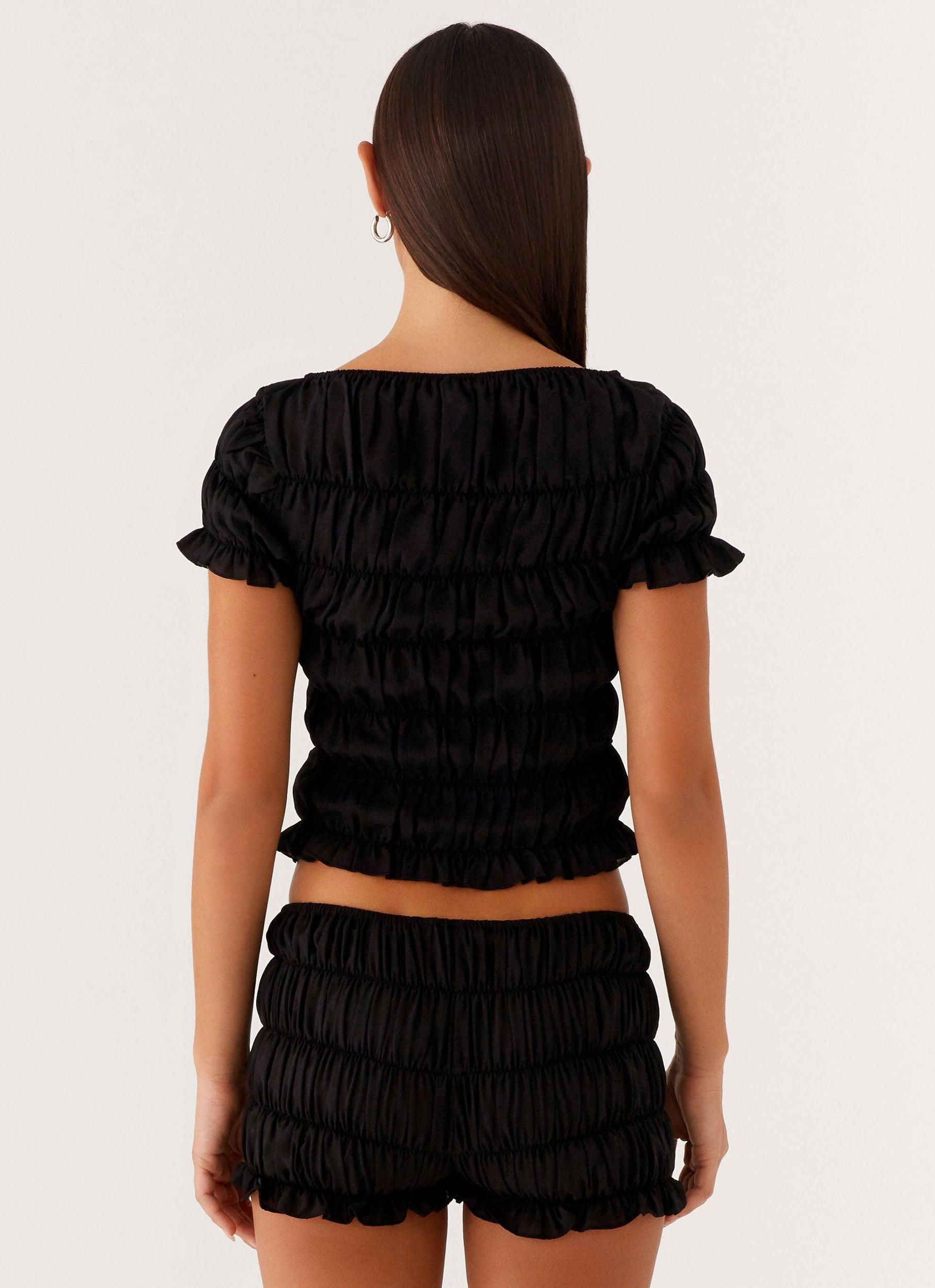 Mateo Ruched Top - Black Product Image