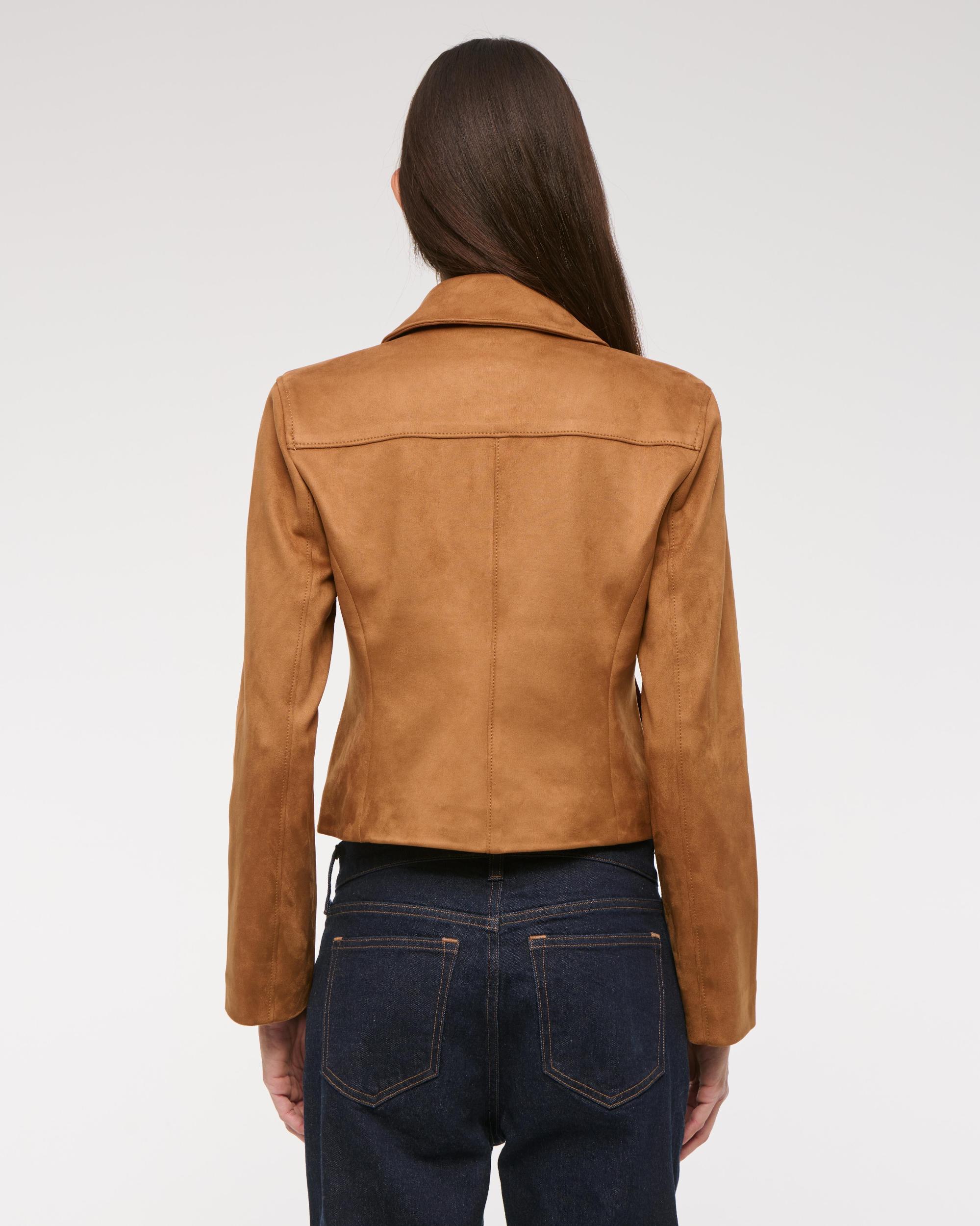 Zip-Front Vegan Suede Jacket Product Image