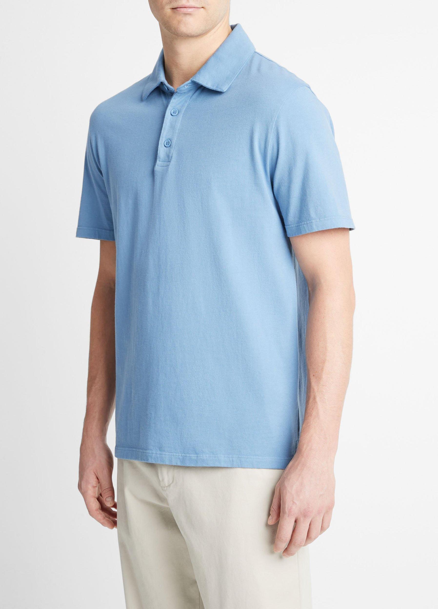 Mens Garment Dye Cotton Polo Shirt, Optic White, Size S Vince Product Image