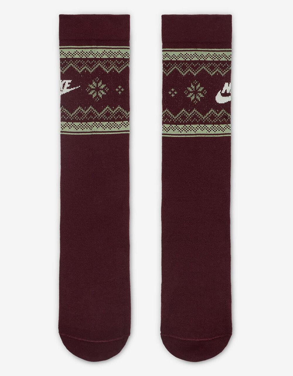 NIKE Everyday Essentials Fair Isle Crew Socks - BURGUNDY Product Image