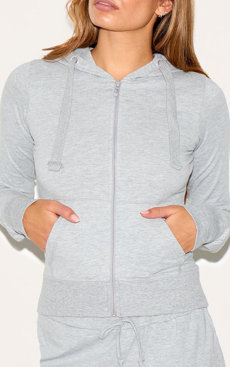Grey Marl Zip Up Fitted Track Top Product Image