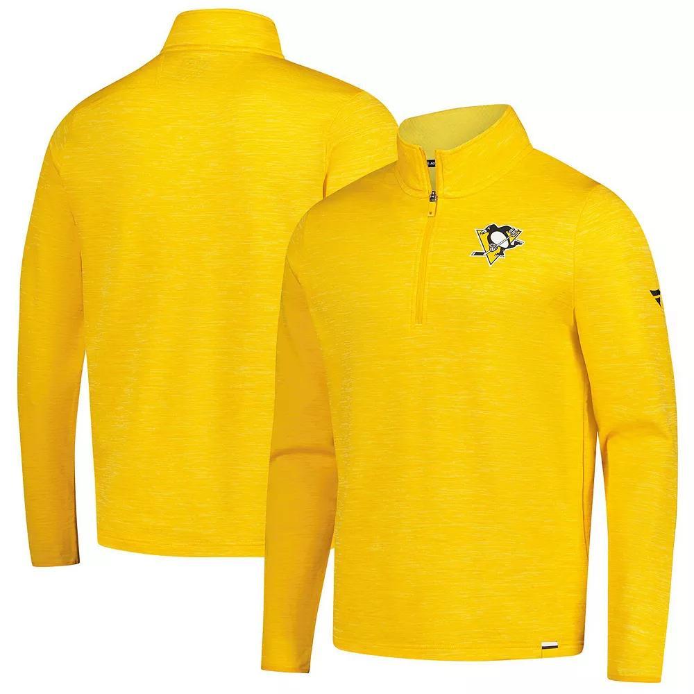 Men's Fanatics  Heather Gold Pittsburgh Penguins Authentic Pro Lightweight Quarter-Zip Pullover, Size: Medium Product Image