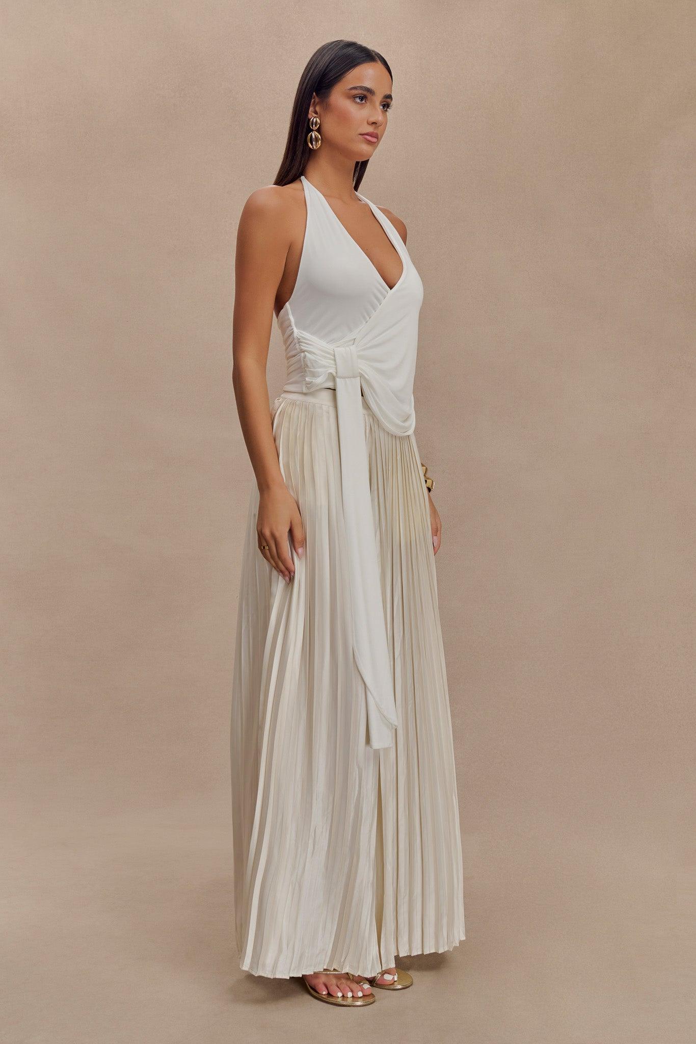 Kennedy Plisse Wide Leg Pants - Ivory Product Image