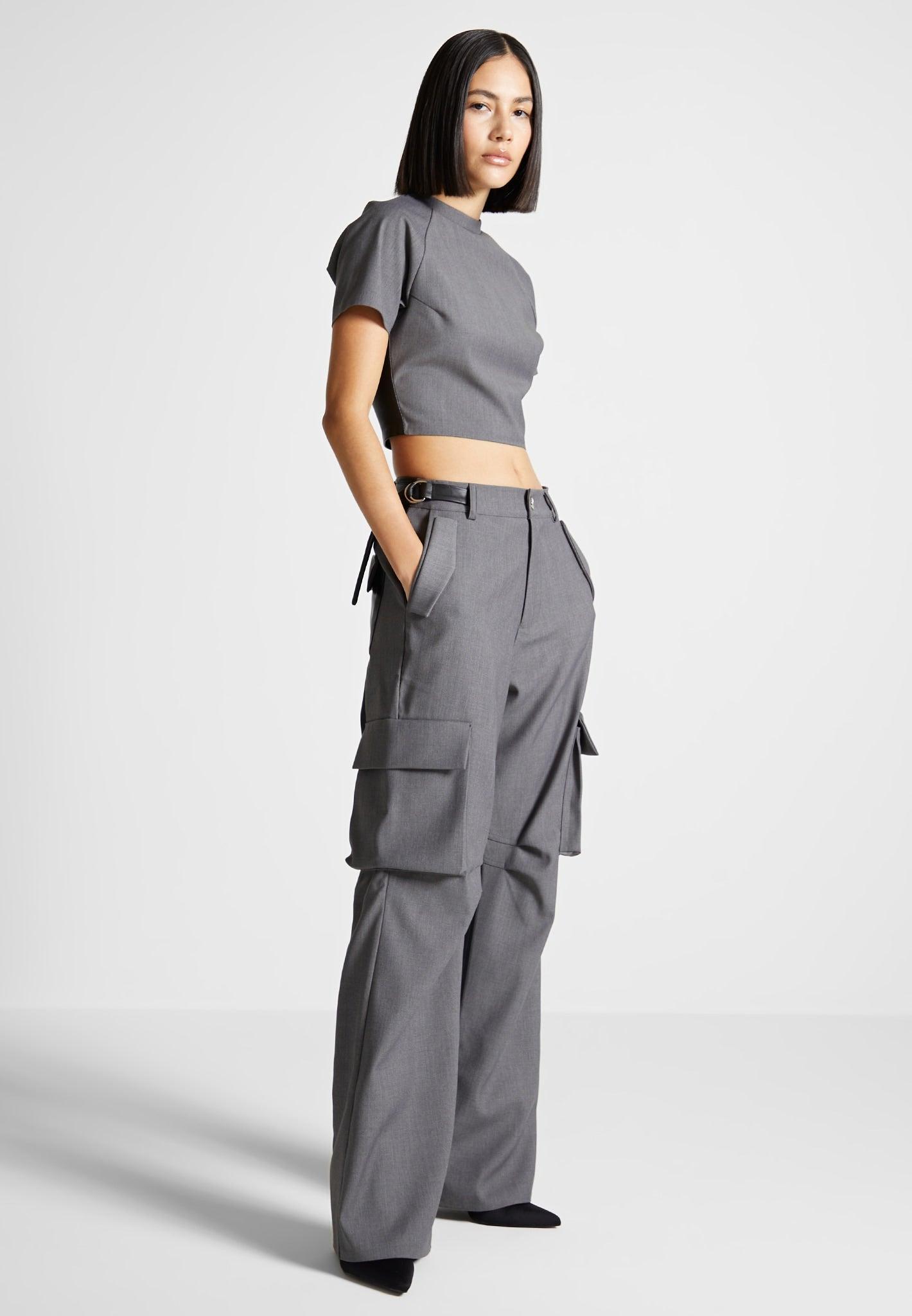 Tailored Cargo Trousers - Grey/Black Female Product Image