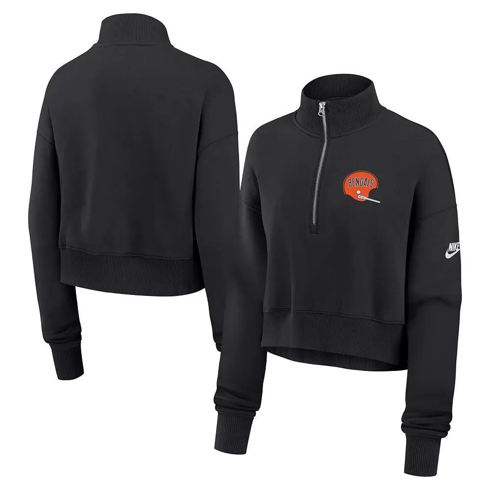 Women's Nike Navy New York Giants Rewind Phoenix Cropped Half-Zip Sweatshirt, Size: Large, Blue Product Image