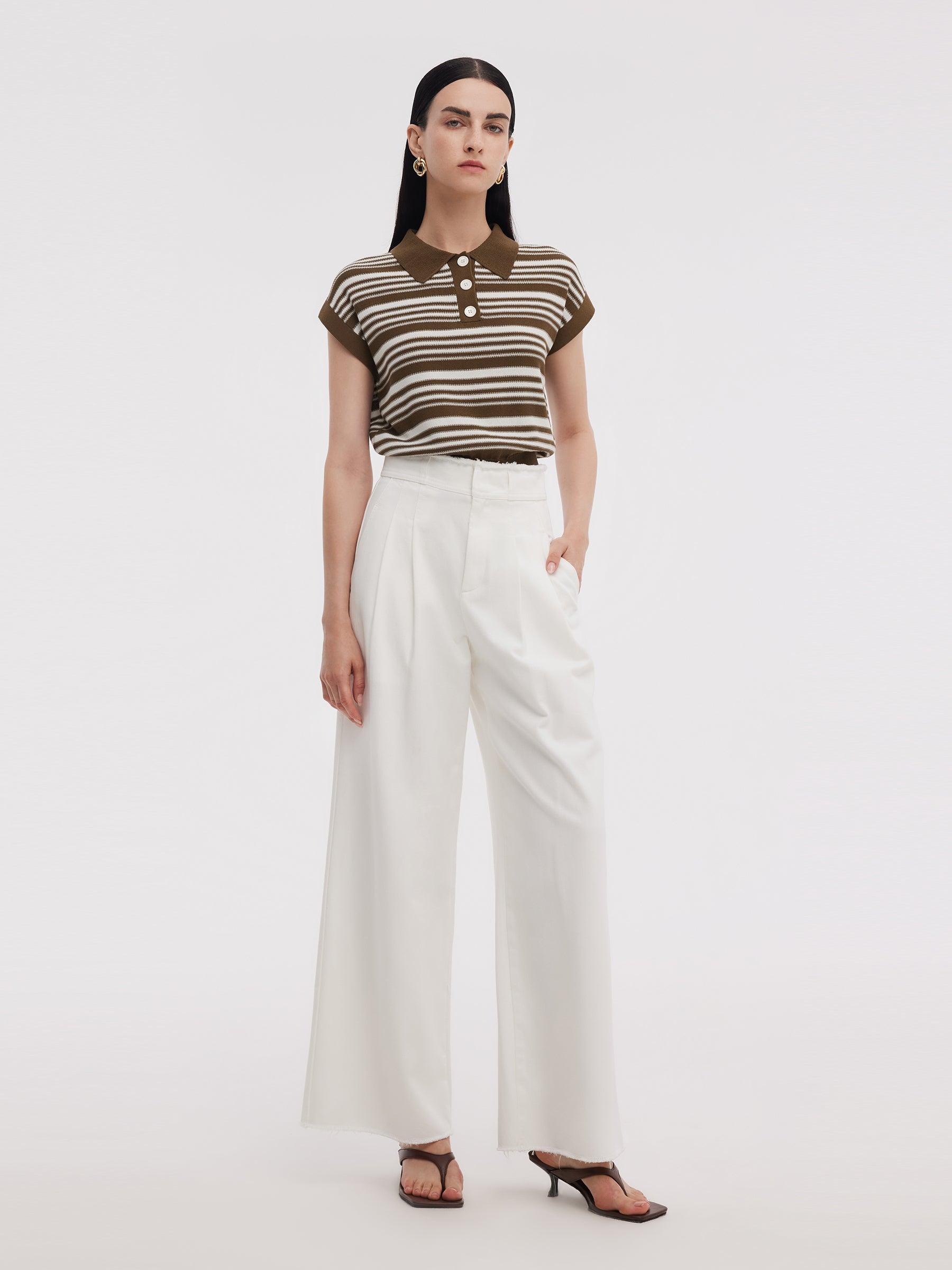 Denim Frayed Edge Women Wide Leg Jeans Product Image