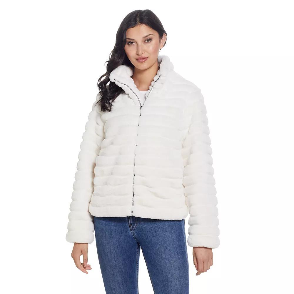 Women's Weathercast Grooved Faux Fur Jacket, Size: Small, Ivory Product Image