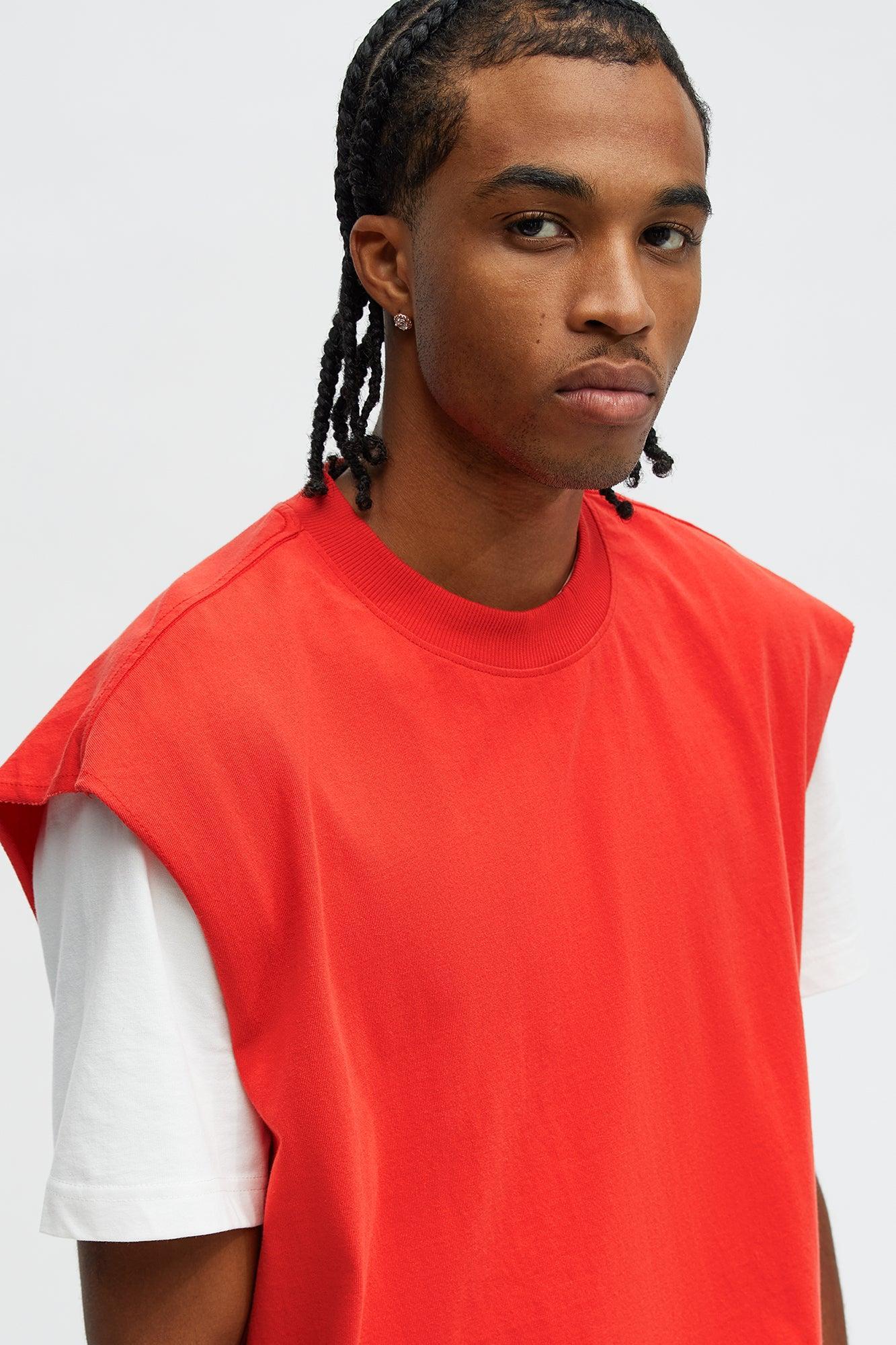 Relaxed Heavyweight Muscle Tee - Red Product Image
