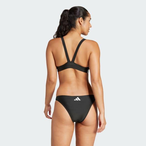 adidas 3-Stripes V-Back Bikini Black 10 Womens Product Image