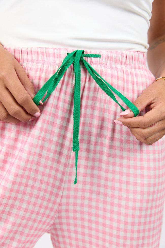 Good To Get Away Pink Gingham Pajama Pants Product Image