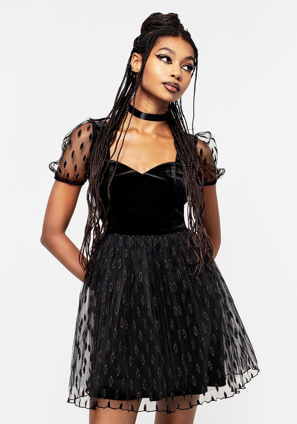 Ellipse Embroidered Tulle Puff Mini Dress Product Image