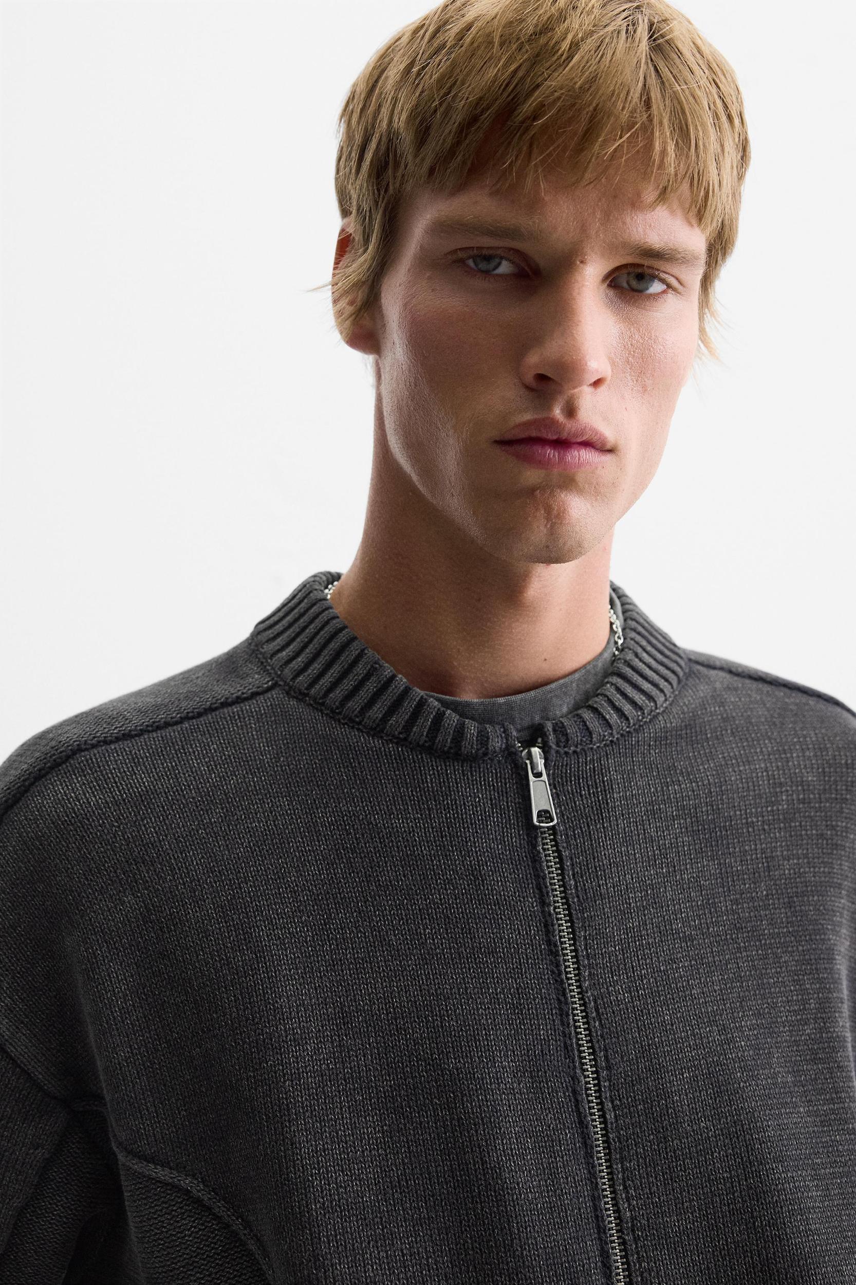 ZIPPERED KNIT JACKET Product Image