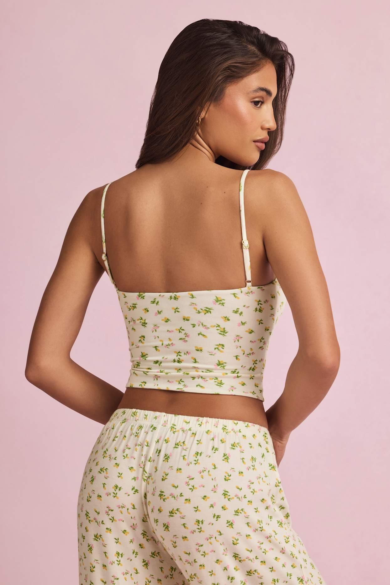 Modal Long-Sleeve Pyjama Top in Lemon Print Product Image