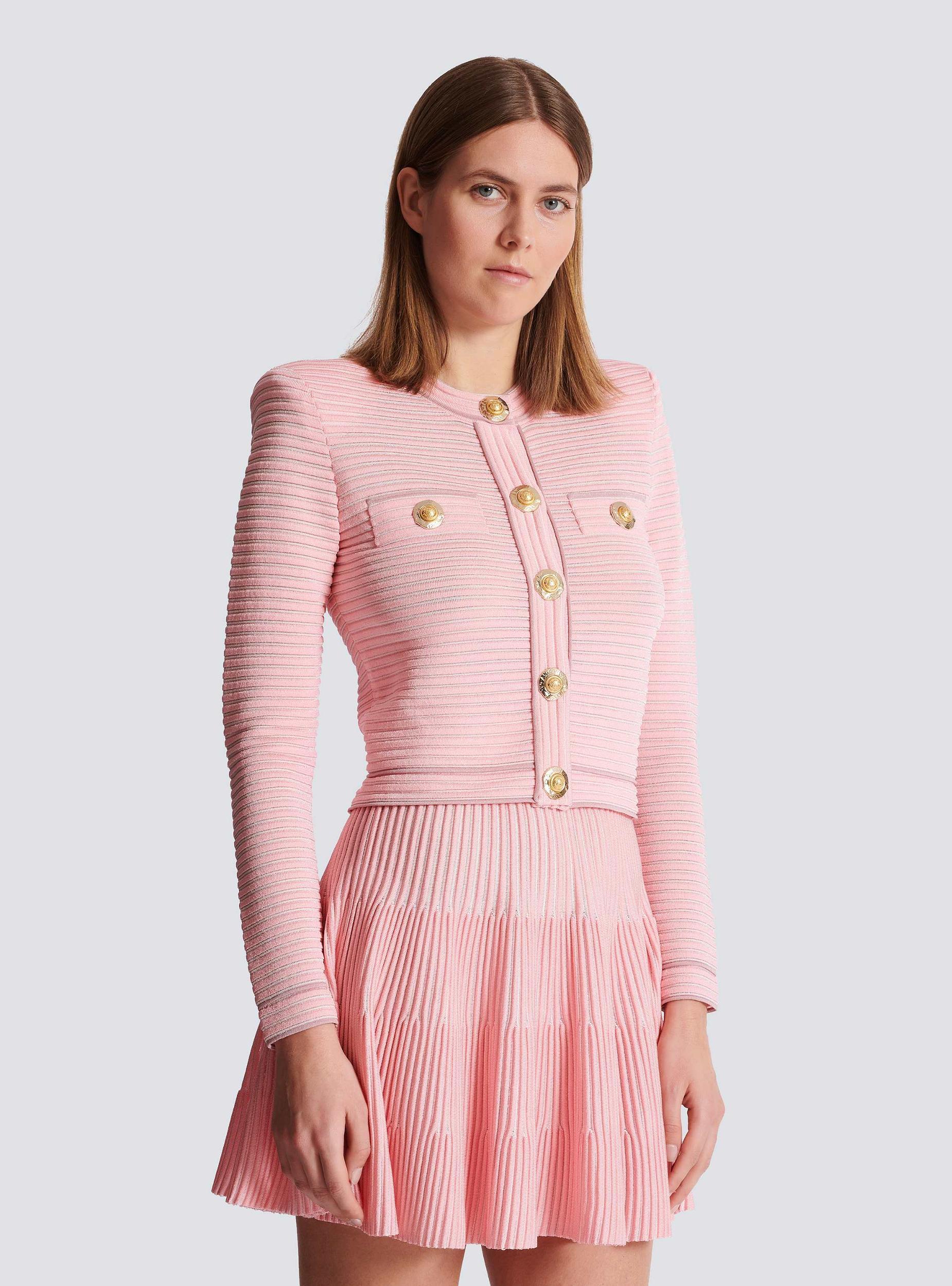 Long-sleeved textured knit cardigan Product Image