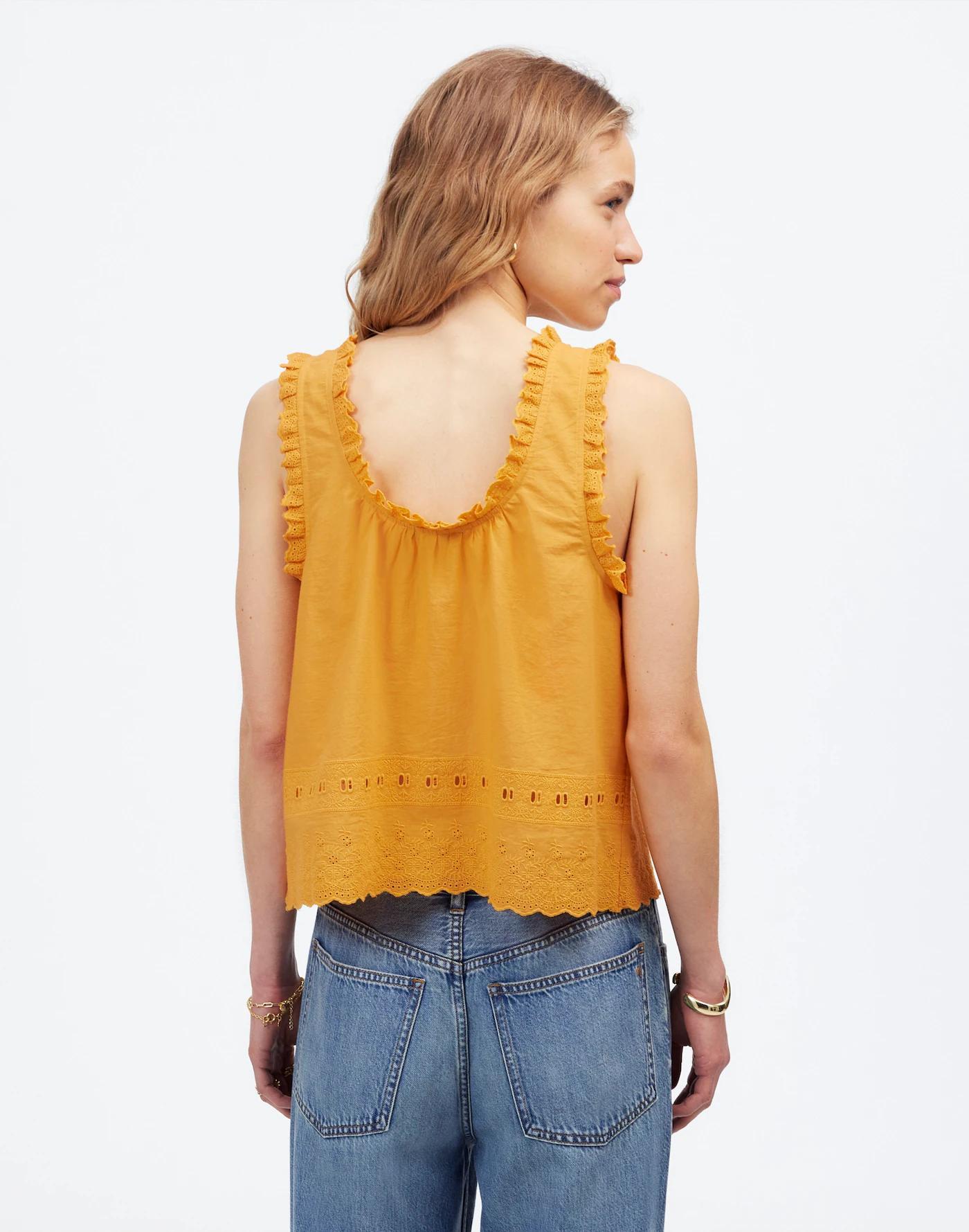 Embroidered Ruffle-Trim Top Product Image