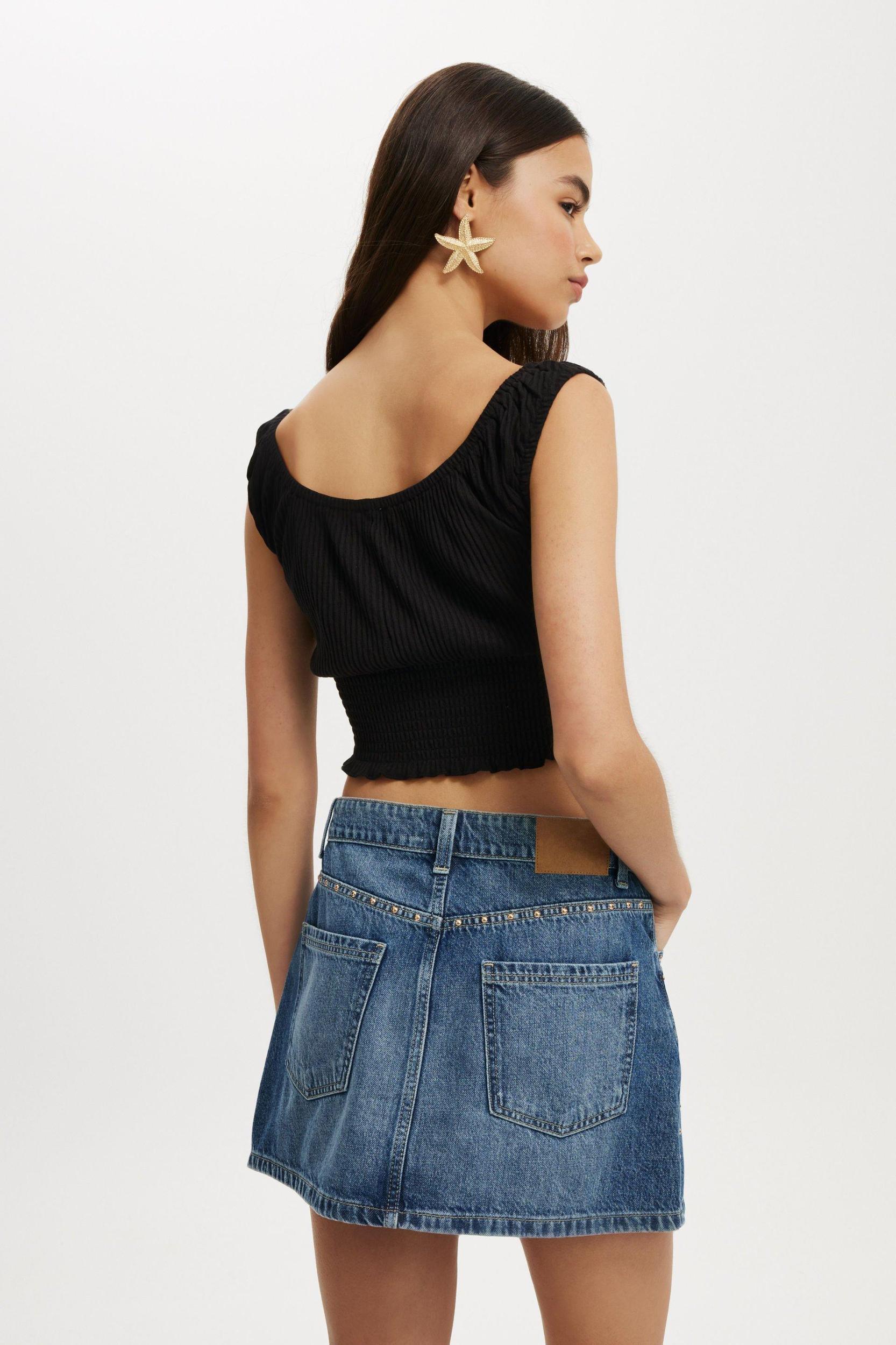 Cotton On Women - Chloe Shirred Short Sleeve Top - Black Product Image