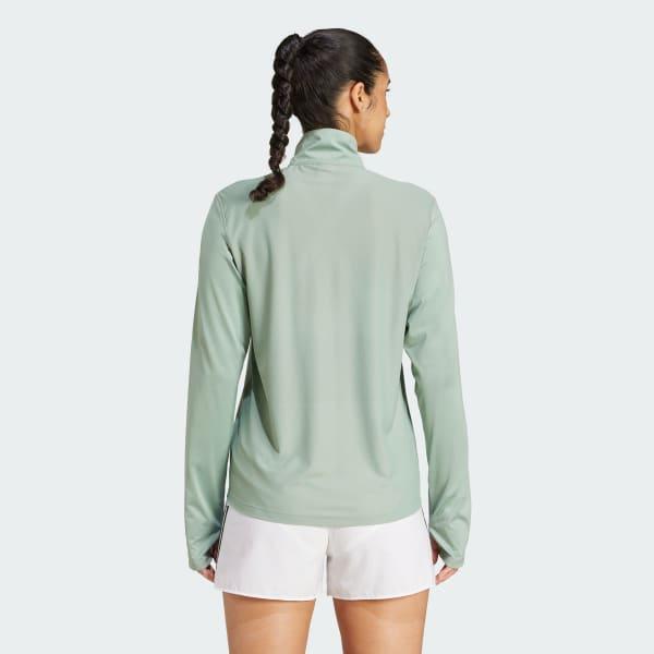 adidas Own the Run Half-Zip Jacket Silver Green M Womens Product Image